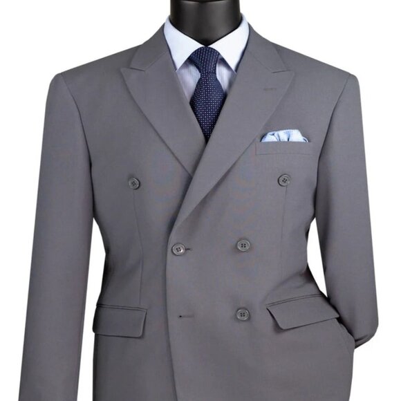 Pleated Suit - Mens Suits With Pleated Pant - Regular Fit Suit - Poplin Grey Sui - Picture 1 of 2
